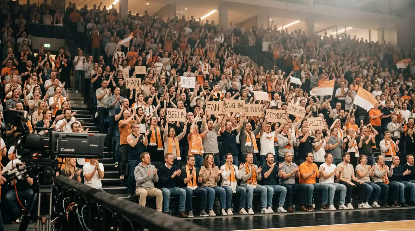NBA-Spiel in einer ausverkauften Berliner Arena mit deutschem Publikum